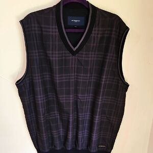BURBERRY GOLF MENS VEST Black‎ Gray Plaid Vest Size XL
